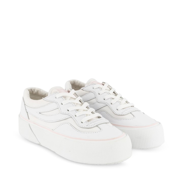 Superga 3041 Revolley Kožna Platforma Bijelo-roza Ish