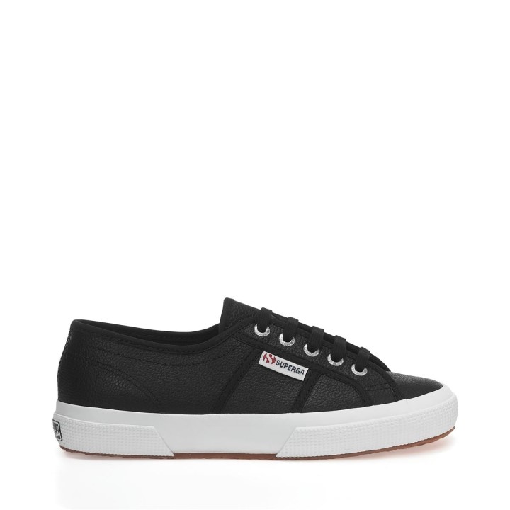 Superga 2750 Tumbana Koža Crno-bijela