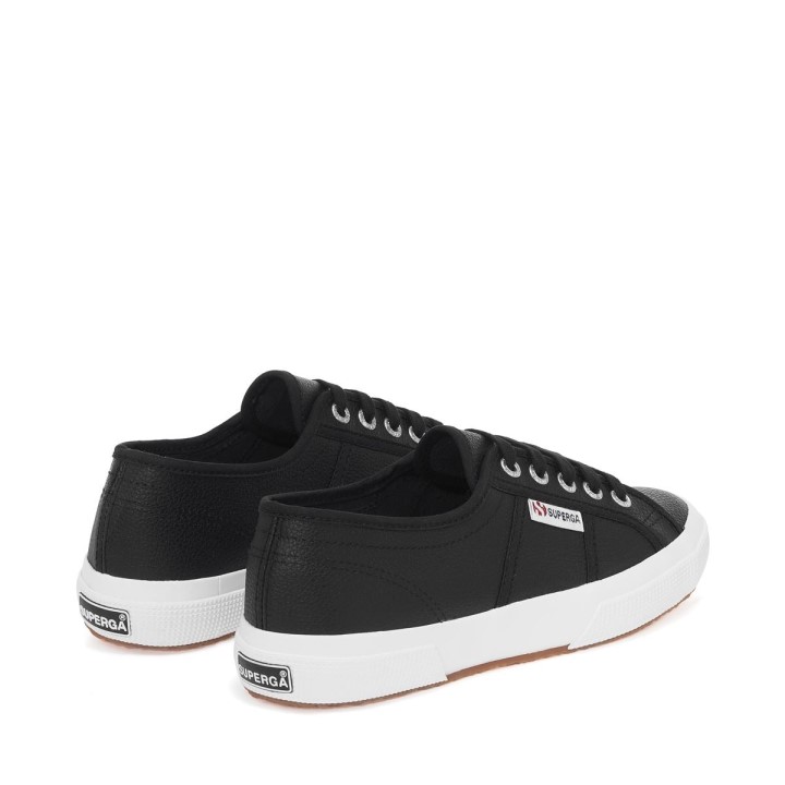 Superga 2750 Tumbana Koža Crno-bijela