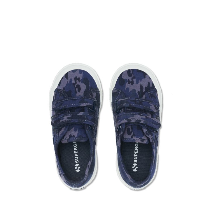 Superga 2750 Dječje Trake Camo Ripstop Plavo Sive Dk Kamuflažne