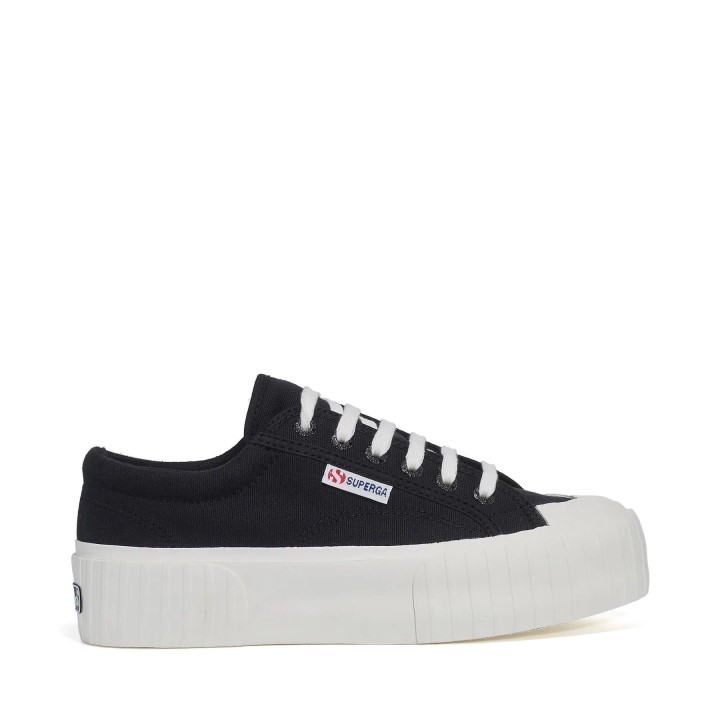 Superga 2631 Prugasta Platforma Crno Bijela