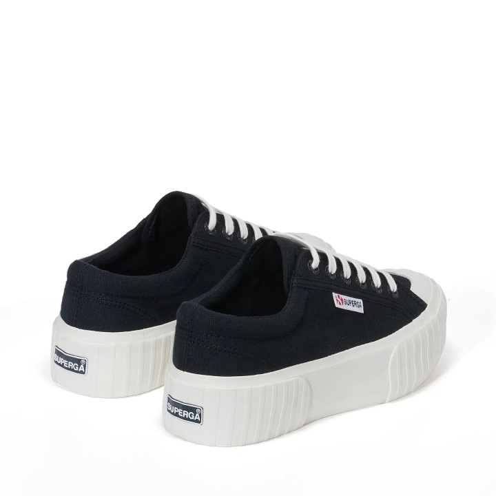 Superga 2631 Prugasta Platforma Crno Bijela