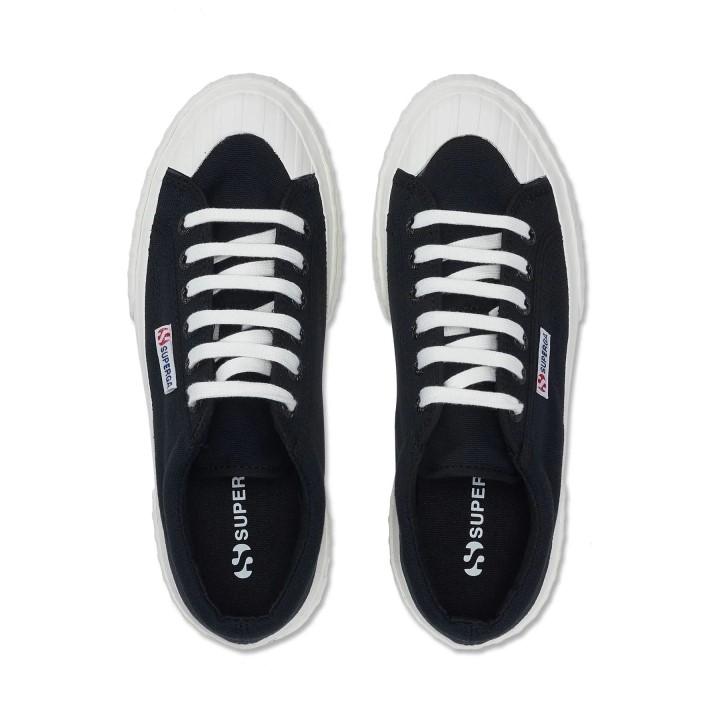 Superga 2631 Prugasta Platforma Crno Bijela