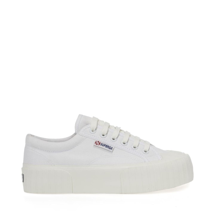 Superga 2631 Prugasta Platforma Bijela Bijela