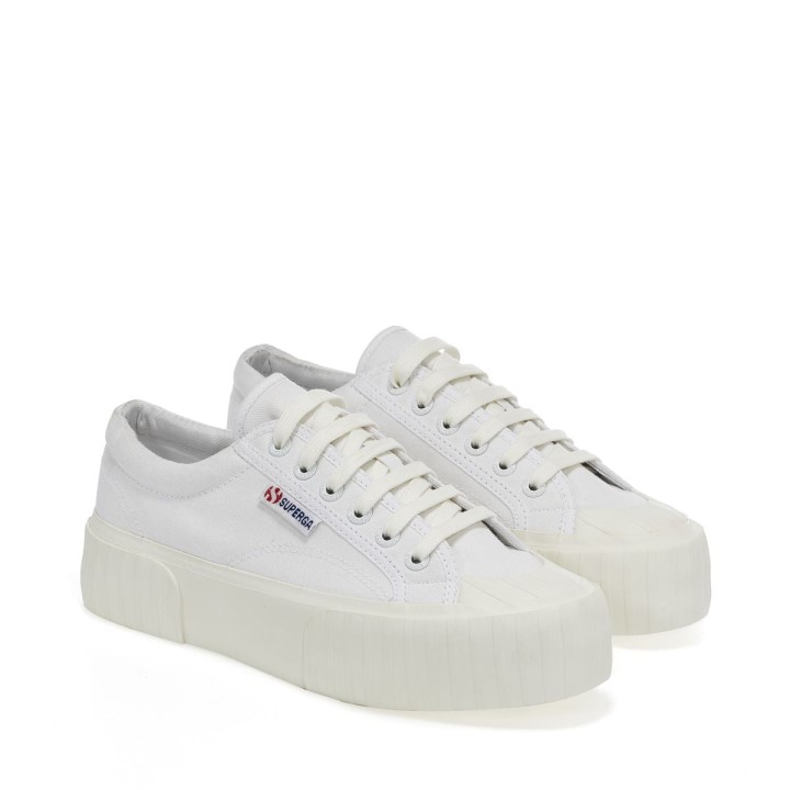 Superga 2631 Prugasta Platforma Bijela Bijela