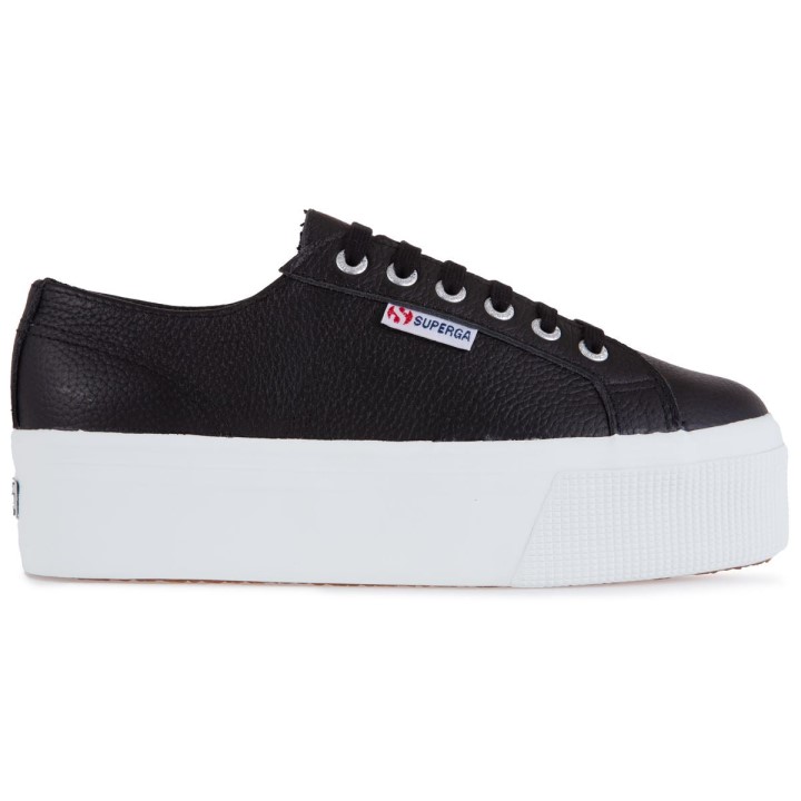Superga 2790 Tumbana Koža Crno-bijela