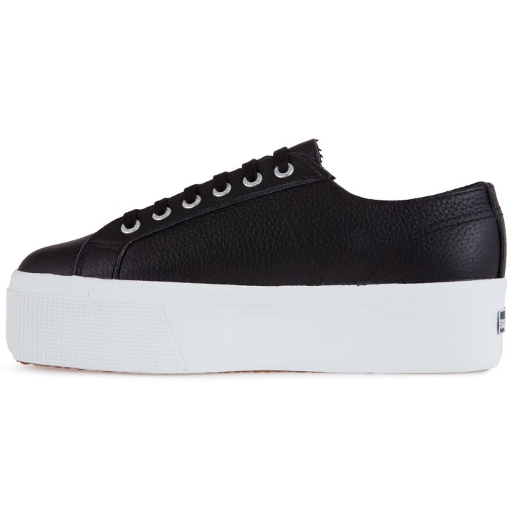 Superga 2790 Tumbana Koža Crno-bijela