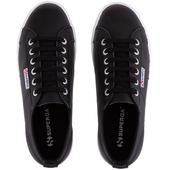 Superga 2790 Tumbana Koža Crno-bijela