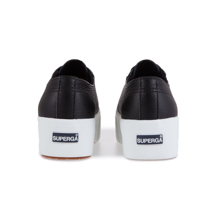 Superga 2790 Tumbana Koža Crno-bijela