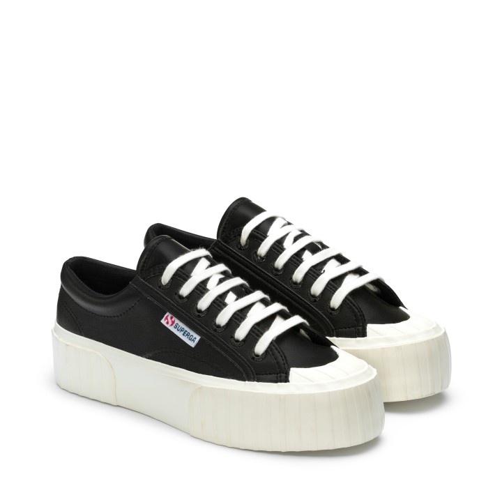 Superga 2631 Prugasta Platforma Veganska Fau Crno-bijela