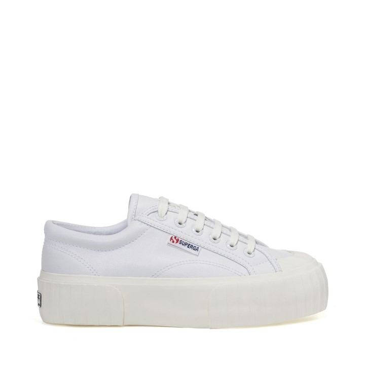Superga 2631 Prugasta Platforma Veganska Fau Bijela