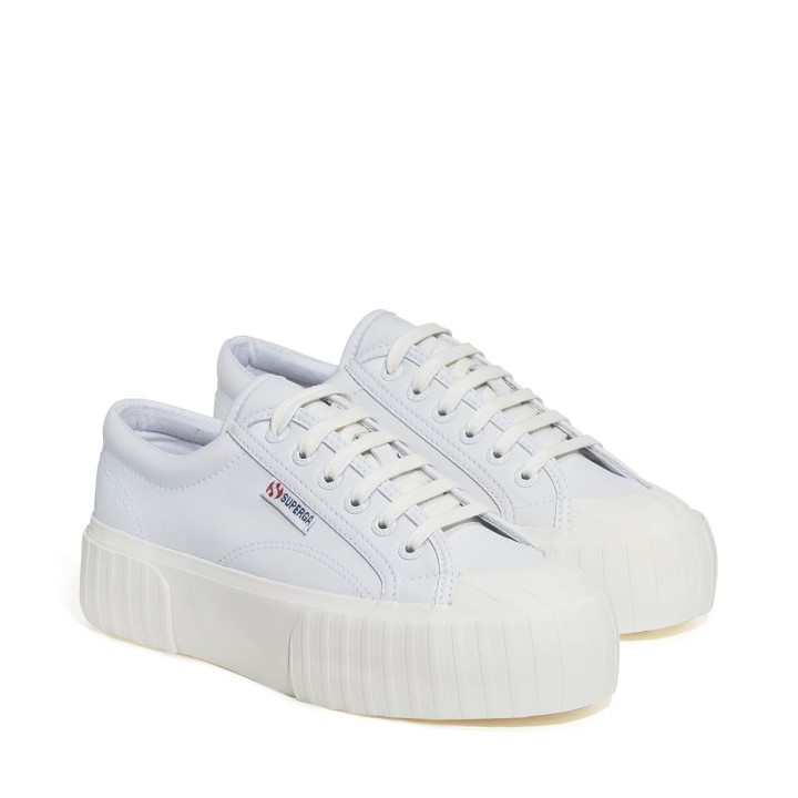 Superga 2631 Prugasta Platforma Veganska Fau Bijela