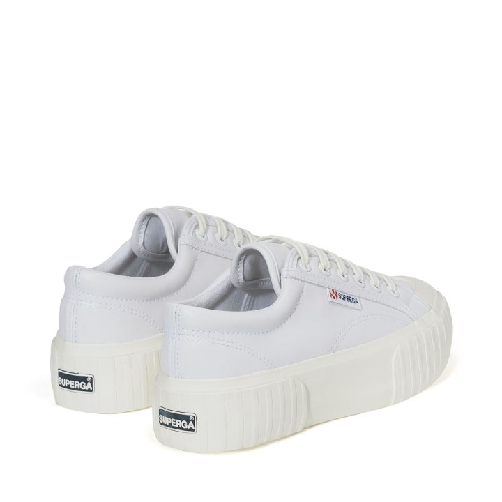 Superga 2631 Prugasta Platforma Veganska Fau Bijela