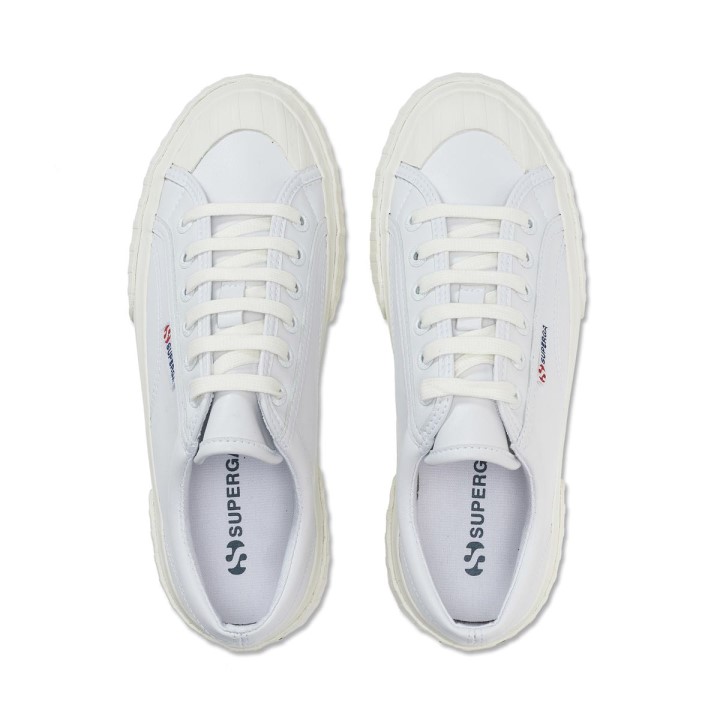 Superga 2631 Prugasta Platforma Veganska Fau Bijela