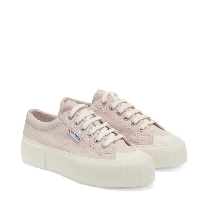 Superga 2631 Prugasta Platforma Roza Badem