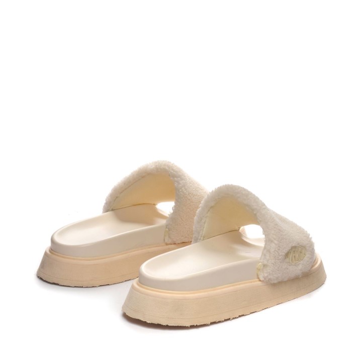 Superga 1918 Slide Platforma Umjetno Krzno Ukupno Bež Lt Ljuska Od Jajeta