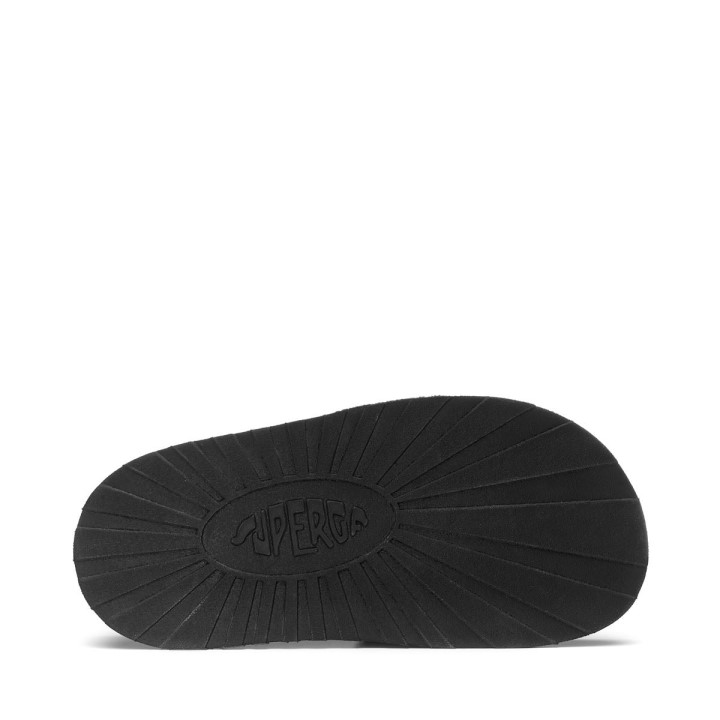 Superga 1918 Slide Platforma Od Umjetnog Krzna Potpuno Crna