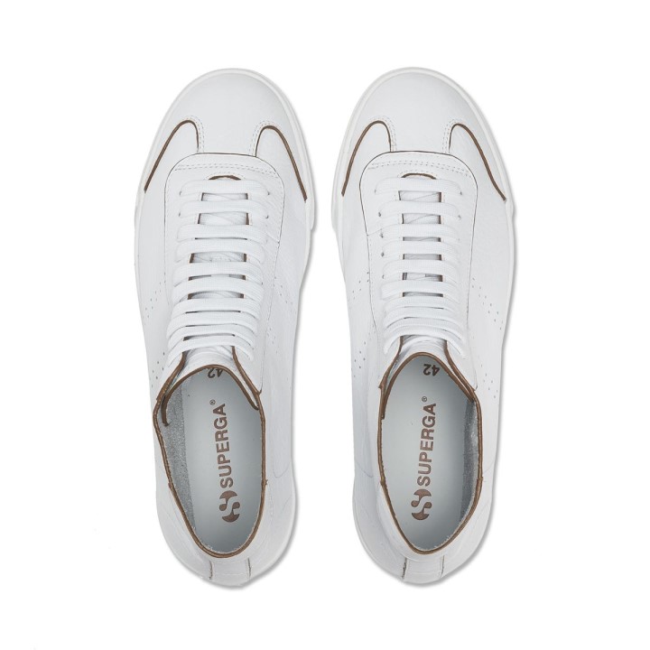 Superga 2871 Club S Raw Cut Koža Bijela Narančasta Prašnjava