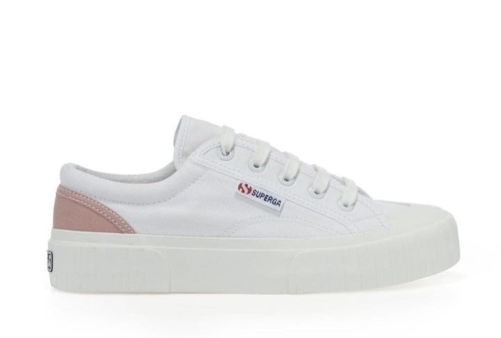 Superga 2630 Pruga Podstavljena Bijelo-ružičasta Prašnjava