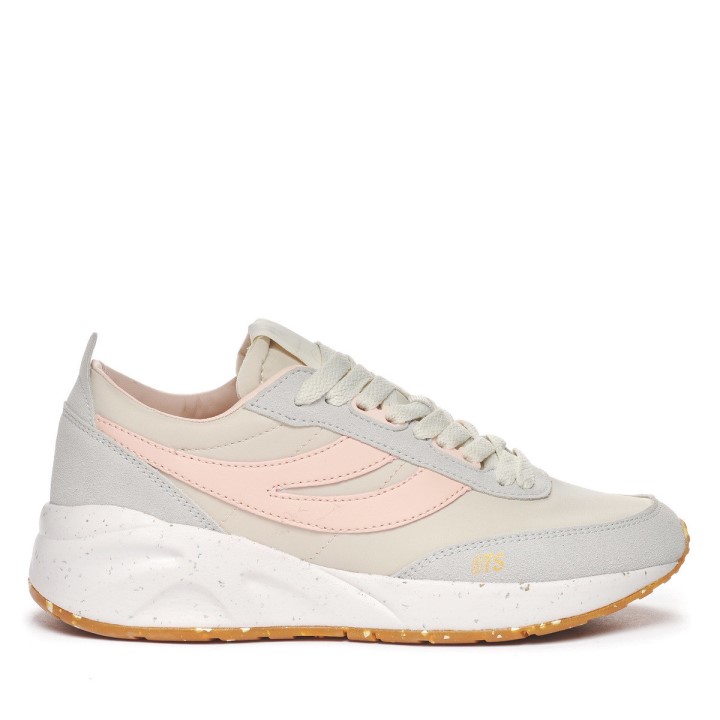 Superga 4089 Training 9ts Slim Veganska Umjetna Koža Bež Gesso-siva Lt-ružičasta Ish-b