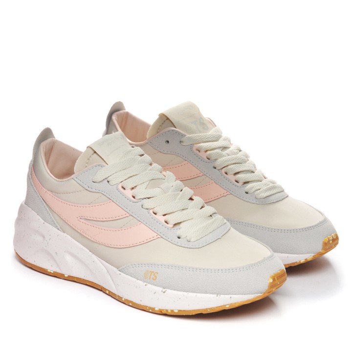 Superga 4089 Training 9ts Slim Veganska Umjetna Koža Bež Gesso-siva Lt-ružičasta Ish-b