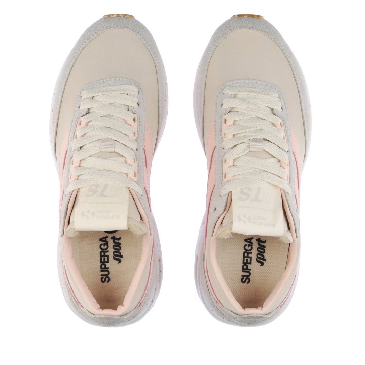 Superga 4089 Training 9ts Slim Veganska Umjetna Koža Bež Gesso-siva Lt-ružičasta Ish-b