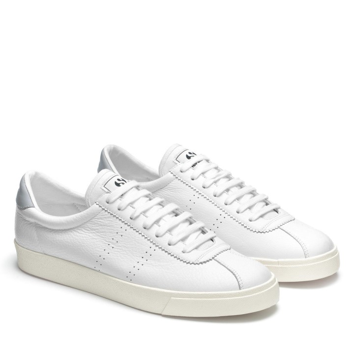 Superga 2843 Club S Udobnost Koža Bijelo-plava Lt Siva-f Avorio