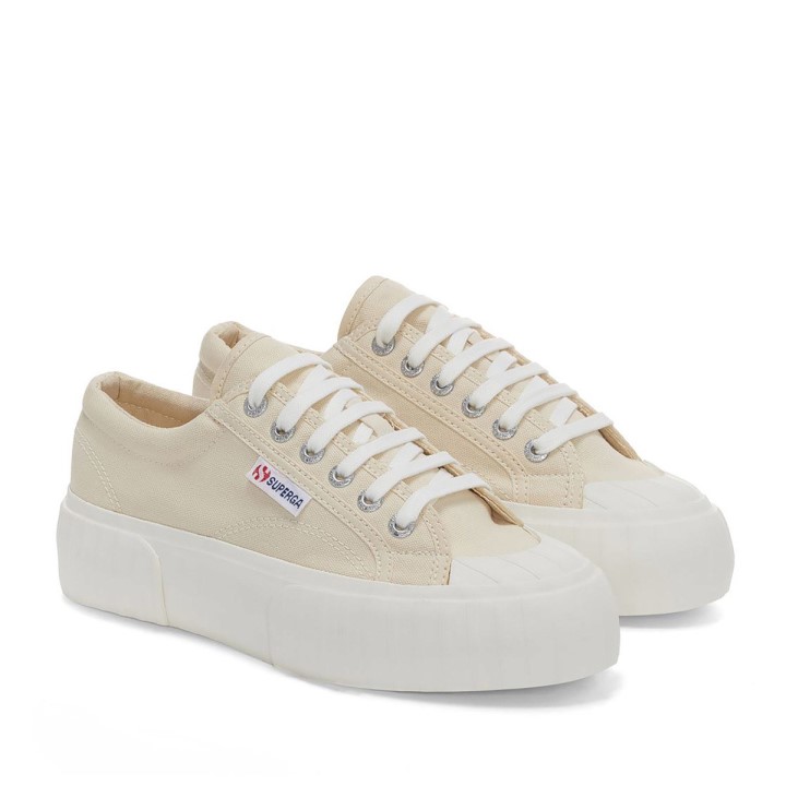 Superga 2631 Stripe Platform Beige Lt Eggshell-f Avorio
