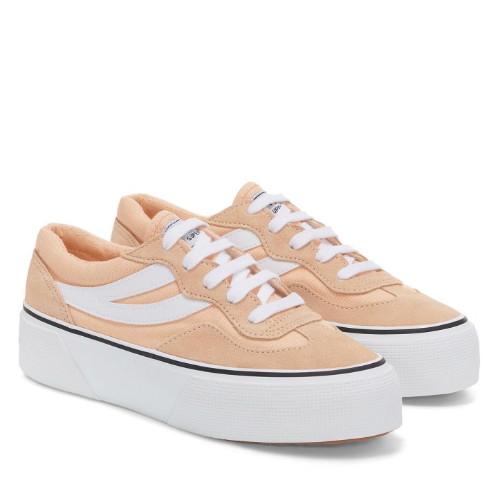 Superga 3041 Revolley Colourblock Platforma Roza Breskva-bijela
