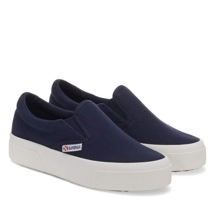 Superga 2740 Slip S Platformom Na Mornarsko-f Avorio