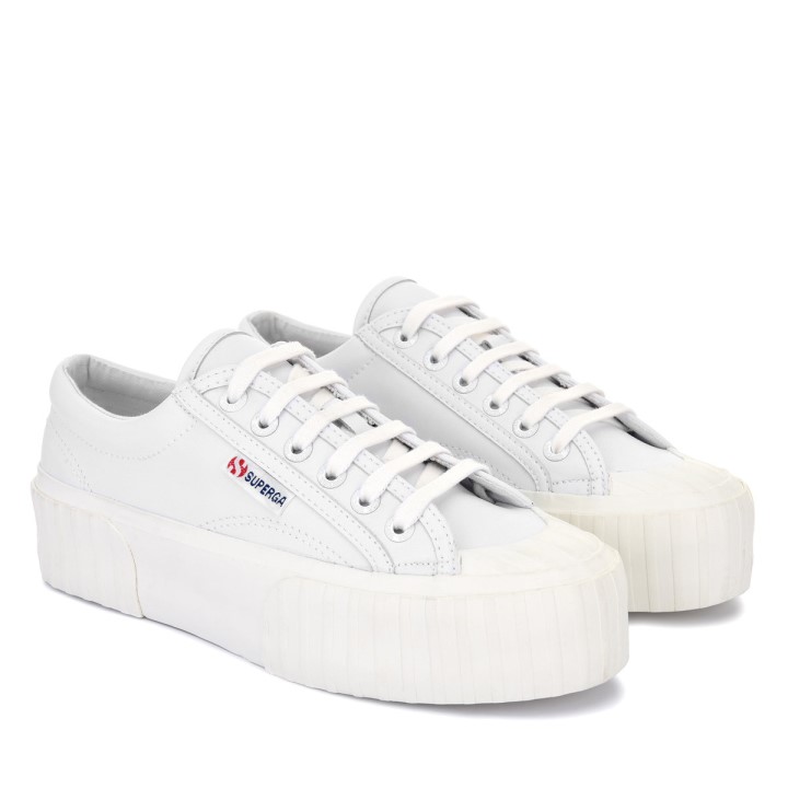 Superga 2631 Prugasta Platforma Vegan Bijelo-bijeli Avorio