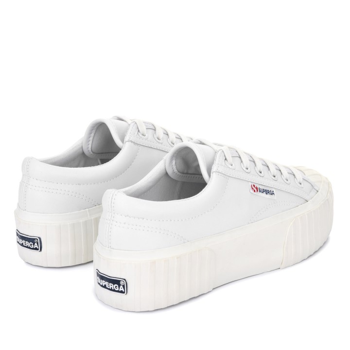 Superga 2631 Prugasta Platforma Vegan Bijelo-bijeli Avorio