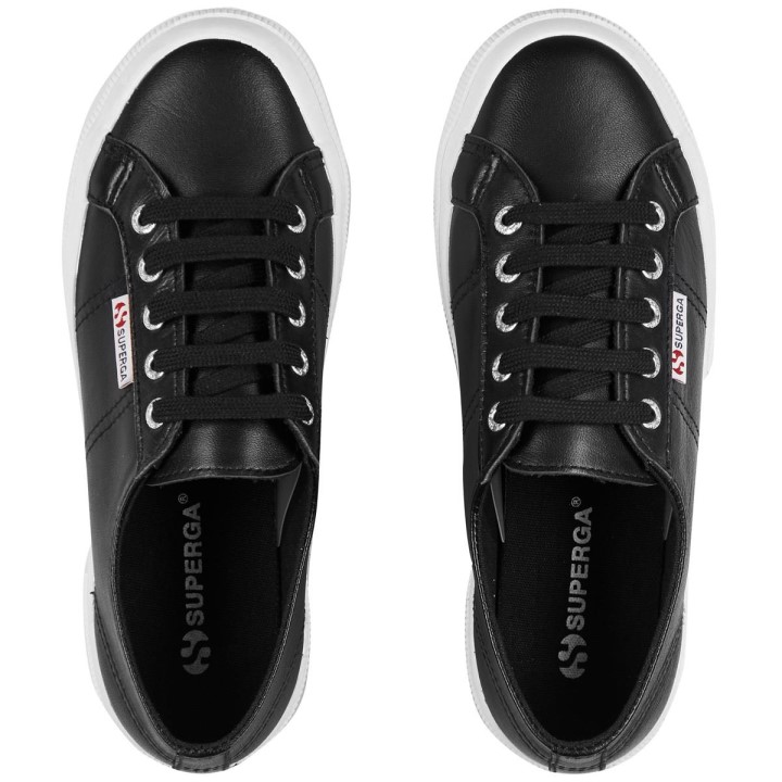 Superga 2750 Nappa Lea Crno-bijela