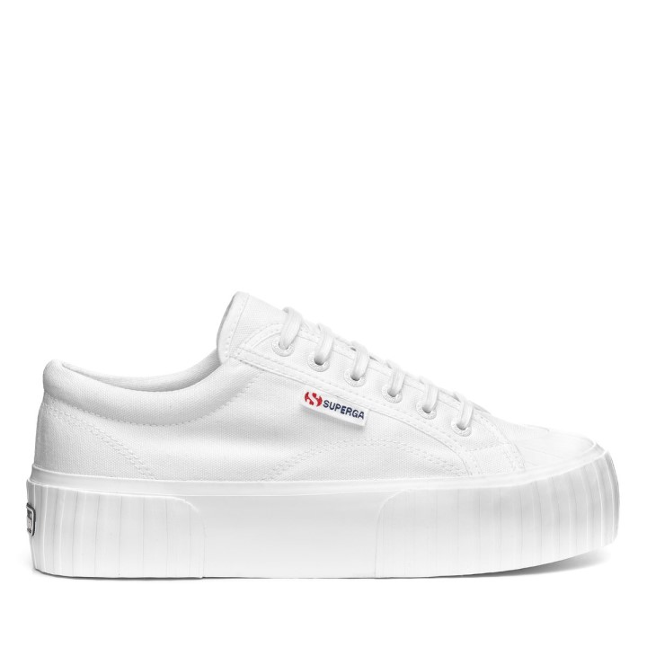Superga 2631 Prugasta Platforma Bijelo-bijeli Avorio