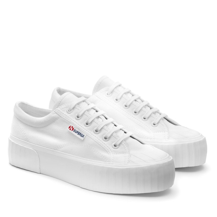 Superga 2631 Prugasta Platforma Bijelo-bijeli Avorio