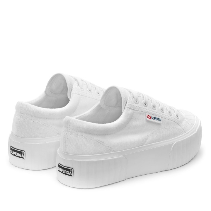 Superga 2631 Prugasta Platforma Bijelo-bijeli Avorio
