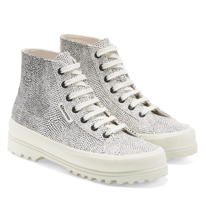 Superga 2341 Alpina Mikro Lažna Zmija Bijela Avorio Crna Zmija