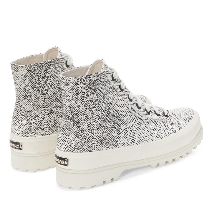 Superga 2341 Alpina Mikro Lažna Zmija Bijela Avorio Crna Zmija