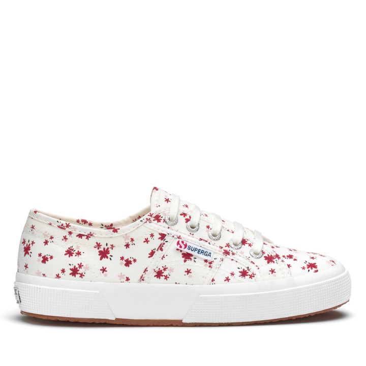 Superga 2750 Cvjetni Print Bijelo Avorio-crveno