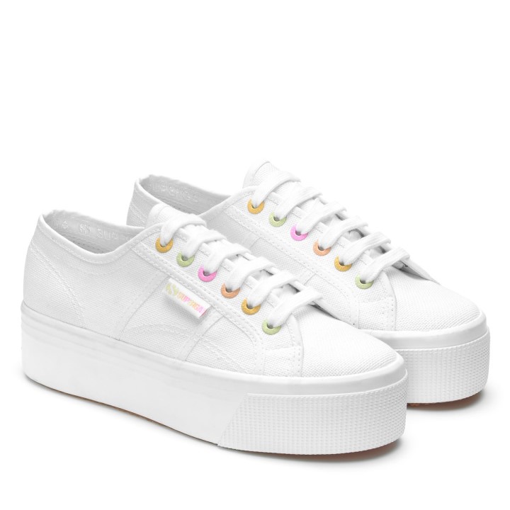 Superga 2790 Detalji Duge Bijelo-slatki Višebojni