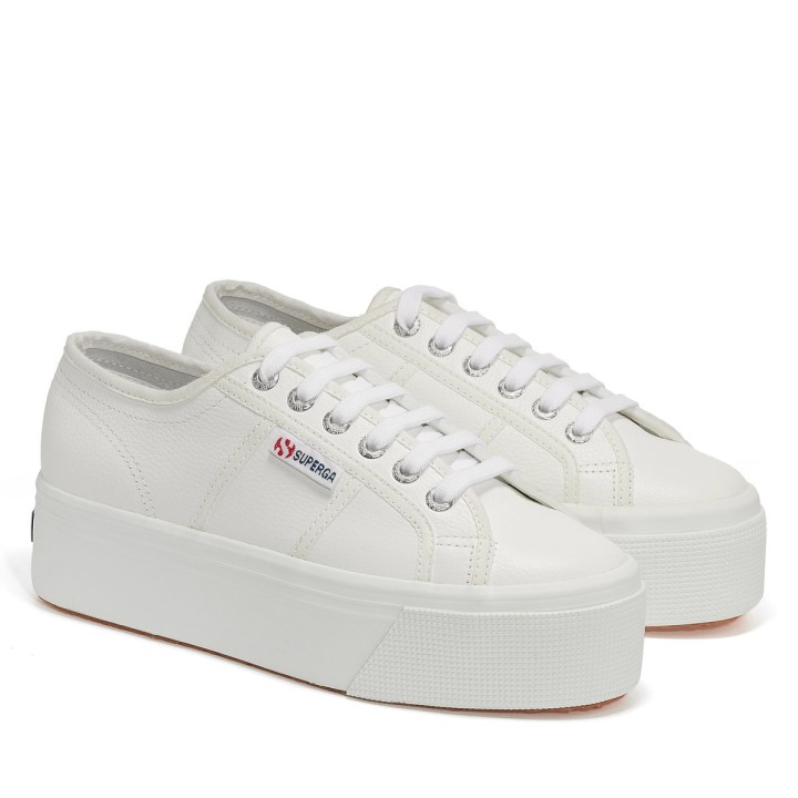 Superga 2790 Puna Zrnasta Koža Bijelo-bijela