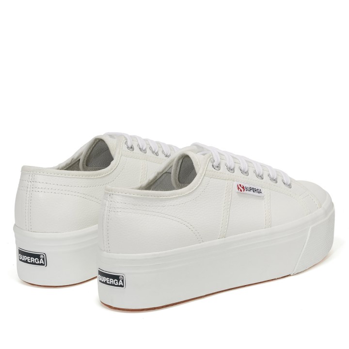Superga 2790 Puna Zrnasta Koža Bijelo-bijela