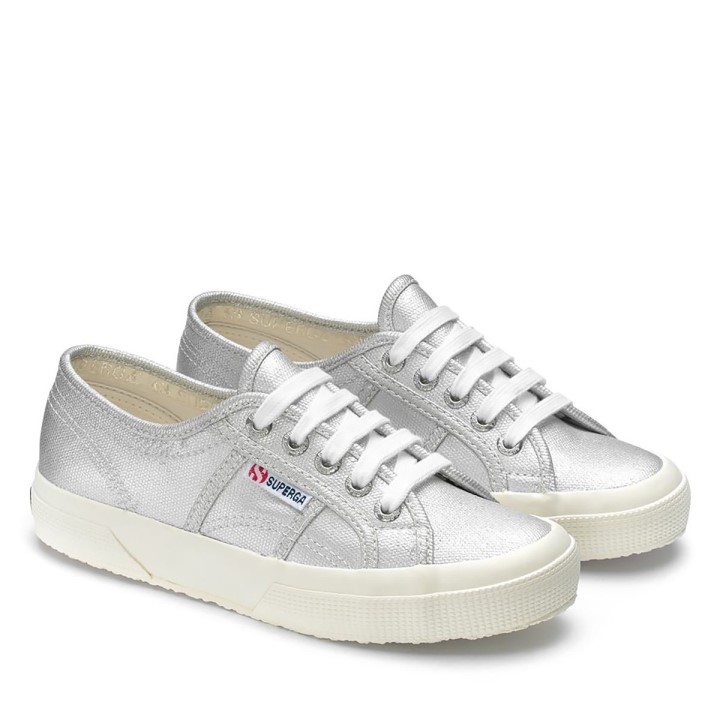 Superga 2750 Metalik Platno Siva Srebrna Mat-f Avorio