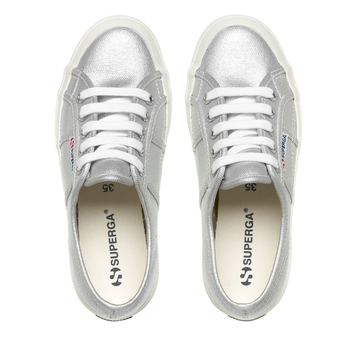 Superga 2750 Metalik Platno Siva Srebrna Mat-f Avorio
