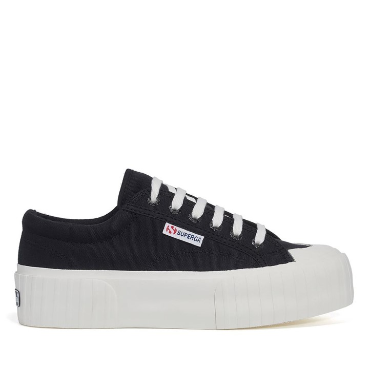 Superga 2631 Prugasta Platforma Crno-bijeli Avorio