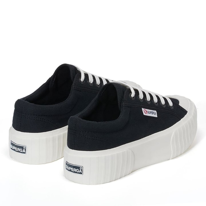 Superga 2631 Prugasta Platforma Crno-bijeli Avorio