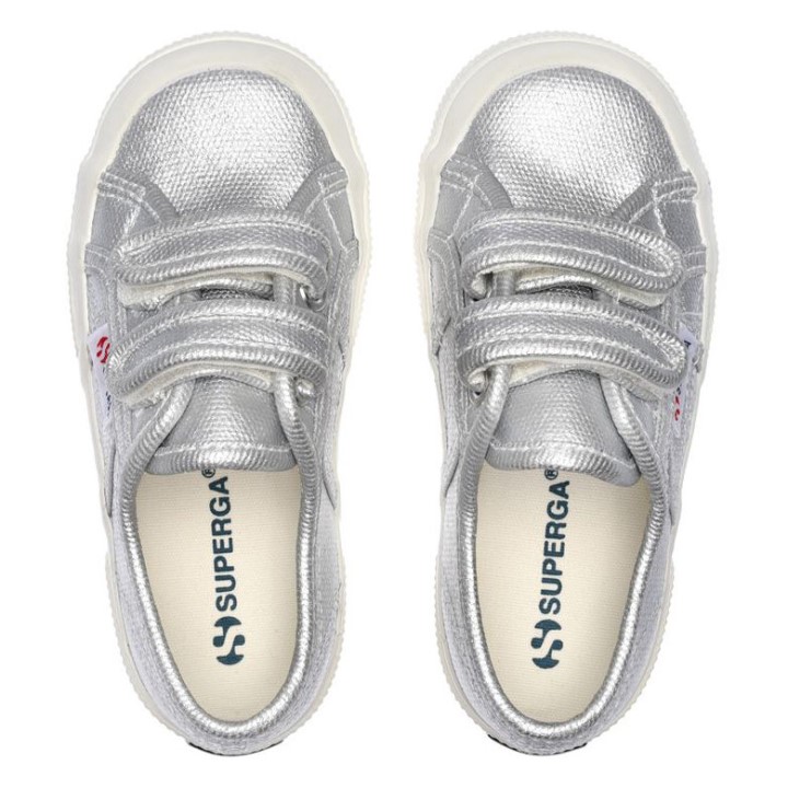 Superga 2750 Dječje Naramenice Metalik Platno Siva Srebrna Mat-f Avorio